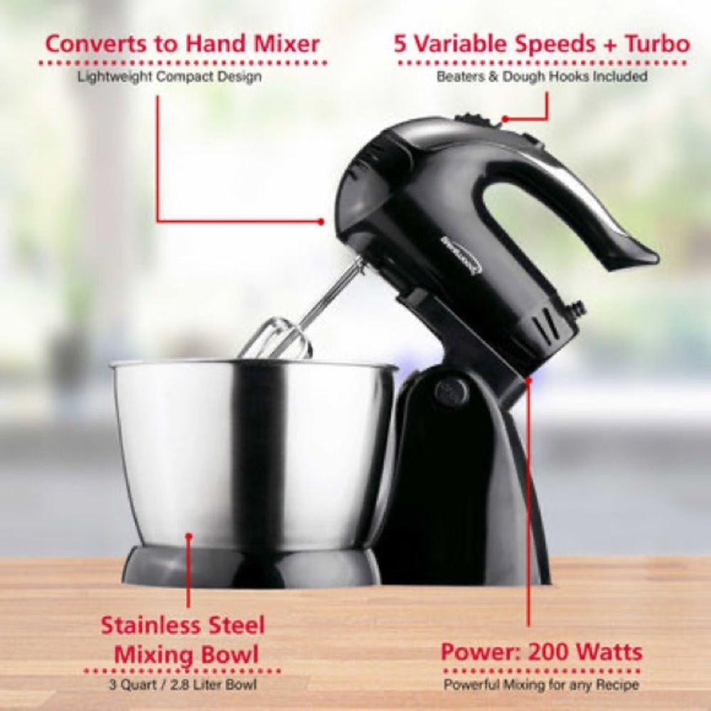 BRENTWOOD SM-1153 5-SPEED + TURBO STAND MIXER, BLACK - Picture 6 of 12